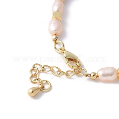 Brass & Natural Pearl and Dyed Hot Pink Imperial Jasper Round Beaded Bracelet Making&nbsp;KK-F892-22G