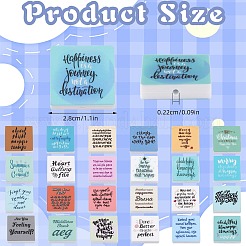 25Pcs 25 Styles Square with Word Food Grade Eco-Friendly Silicone Focal Beads&nbsp;SIL-SZ0002-69