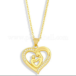Alloy Crystal Rhinestone Heart with Mother and Baby Pendant Necklaces for Mother's Day&nbsp;FS-WGAE5FE-02