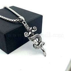 Vintage 304 Stainless Steel Snake Sword Shaped Pendant Punk Necklaces for Men&nbsp;LS-WD3410