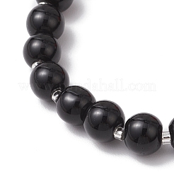 Halloween Theme Baking Paint Glass Round Beads Stretch Bracelets for Women&nbsp;BJEW-MZ00186-01