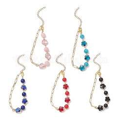 Glass & Natural Mixed Gemstone Beads Link Chain Bracelets&nbsp;BJEW-JB13231