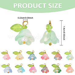 10Pcs Acrylic & Glass Flower Pendants&nbsp;PALLOY-YW00116-01