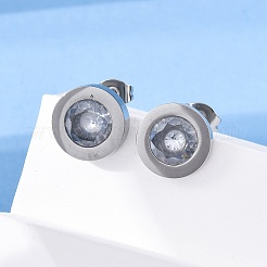 304 Stainless Steel Flat Round Stud Earrings&nbsp;EJEW-C099-23P-03