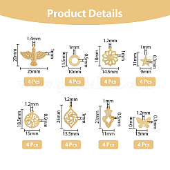 64Pcs 16 Style Rack Plating Brass Pendants&nbsp;KK-FH0006-67