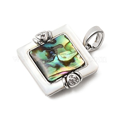 Brass Cubic Zirconia & Paua Shell Pendants&nbsp;KK-G553-01C-P