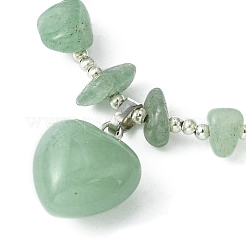 4Pcs 4 Style Natural Mixed Gemstone Heart Charm Bracelets Set with Chips Beaded Chains&nbsp;BJEW-TA00295