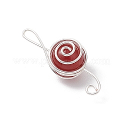 4Pcs 4 Styles Natural Amethyst & Carnelian & Green Aventurine & Rose Quartz Round Copper Wire Wrapped Pendants&nbsp;PALLOY-TA00248-02