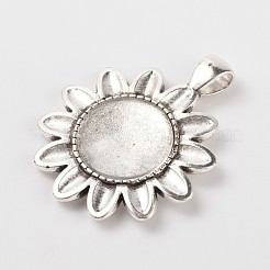 Sun Flower Alloy Pendant Cabochon Settings and Half Round/Dome Clear Glass Cabochons&nbsp;DIY-X0222-AS