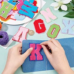 Alphabet Towel Embroidery Style Cloth Iron on/Sew on Patches&nbsp;DIY-WH0308-183