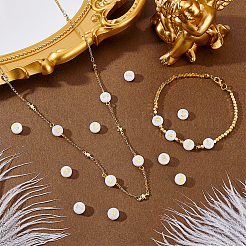 20Pcs 10 Styles Natural White Shell Flat Round Beads&nbsp;BSHE-PH0001-62