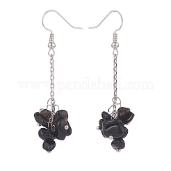 Natural Obsidian Chips Beaded Jewelry Set&nbsp;SJEW-JS01231-01