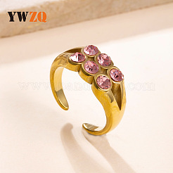 304 Stainless Steel Pave Cubic Zirconia Cuff Open Rings&nbsp;WG0CBCB-01