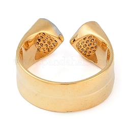 Heart Brass Micro Pave Clear Cubic Zirconia Open Cuff Ring for Women&nbsp;RJEW-Q819-20G