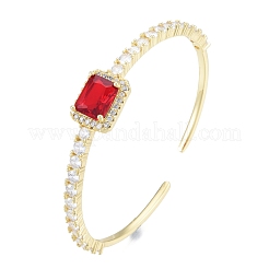 Cubic Zirconia Rectangle Open Cuff Bangle&nbsp;BJEW-G651-05G-05