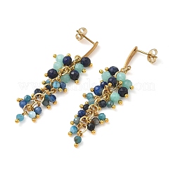 304 Stainless Steel with Natural Mixed Gemstone Stud Earrings&nbsp;EJEW-JE07520-01