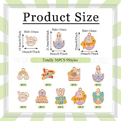 36Pcs 9 Styles Easter Alloy Enamel Pendants&nbsp;ENAM-TA0003-91