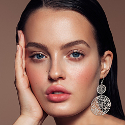 3 Pairs 3 Colors Zinc Alloy Filigree Flower Dangle Earrings for Women&nbsp;EJEW-AN0002-63