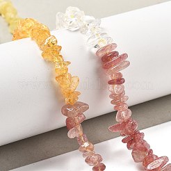 Natural Quartz Crystal & Strawberry Quartz & Citrine Beads Strands&nbsp;G-L610-A24-01