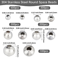 1500Pcs 5 Styles 304 Stainless Steel Round Seamed Beads&nbsp;STAS-BBC0008-96
