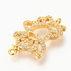 Brass Micro Pave Clear Cubic Zirconia Open Back Bezel Links Connectors&nbsp;ZIRC-J024-13G