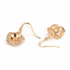Brass Micro Pave Clear Cubic Zirconia Earring Hooks&nbsp;KK-S263-263-NF