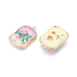 Rack Plating Alloy Enamel and ABS Imitation Pearl Pendants&nbsp;ENAM-T024-85A-G