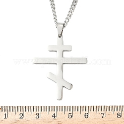 Russian Orthodox Cross 201 Stainless Steel Pendant Twisted Chain Necklaces&nbsp;NJEW-C104-01B-P