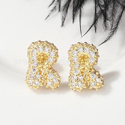 Brass Micro Pave Cubic Zirconia Stud Earrings&nbsp;EJEW-Z091-04G-R