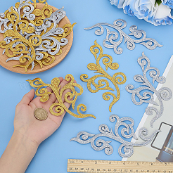 6 Pairs 2 Colors Ethnic Style Flower Pattern Computerized Embroidery Appliques&nbsp;PATC-ME0001-14