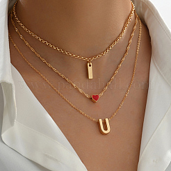 Iron Cable Chains 3 Layer Necklaces&nbsp;AX4550