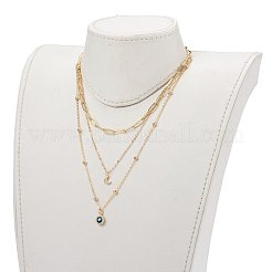 Brass Micro Pave Clear Cubic Zirconia Pendant Necklaces & Paperclip Chain Necklaces Set&nbsp;NJEW-JN03354-04