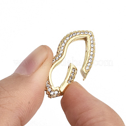 Brass Micro Pave Cubic Zirconia Spring Gate Rings&nbsp;ZIRC-S066-032B-NF