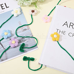 7Pcs 7 Colors Polyester Crochet Flower Bookmarks&nbsp;AJEW-CA0004-54