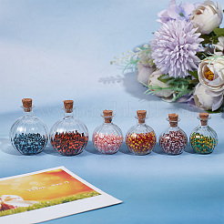 6Pcs 3 Style Chunky Glass Ball Wishing Bottle Ornament&nbsp;AJEW-DR0001-06