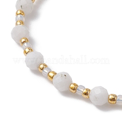 Adjustable Natural Rainbow Moonstone & Glass Braided Bead Bracelet&nbsp;BJEW-JB10137-04