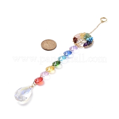 Natural & Synthetic Mixed Gemstone Tree with Glass Window Hanging Suncatchers&nbsp;HJEW-JM00853-04