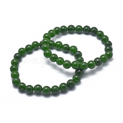 Natural TaiWan Jade Bead Stretch Bracelets&nbsp;BJEW-K212-C-019-1