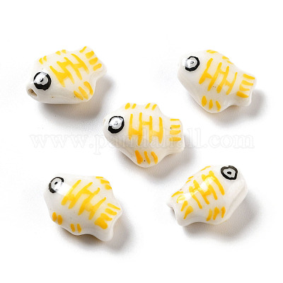 Handmade Printed Porcelain Beads&nbsp;PORC-F005-03B-1