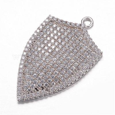 Brass Micro Pave Cubic Zirconia Pendants&nbsp;ZIRC-D114-03P-1