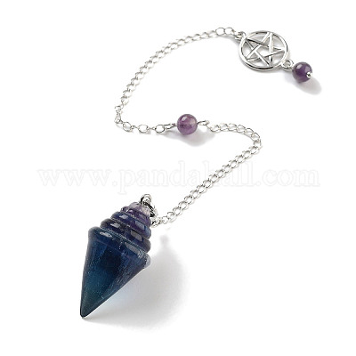 Natural Fluorite Pointed Dowsing Pendulums&nbsp;G-K338-13P-05-1