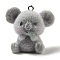Flocky Resin Pendants, with Platinum Iron Loop, Koala, 28x32x21mm, Hole: 1.8mm