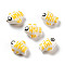 Handmade Printed Porcelain Beads, Hand Painted Ceramic Beads, Fish, Yellow, 14.5~15x11.5~12x7~7.5mm, Hole: 1.6mm