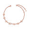 Brass Link Bracelets, with Cable Chains, Daisy, Rose Gold, 6-1/2 inch(165mm)