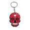 Plastic Pendant Keychain, with Iron Key Rings, Skull, Crimson, Pendant: 5.7x4cm