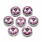 Sew on Rhinestone, Multi-strand Links, Glass Rhinestone, with Brass Prong Settings, Garments Accessories, Faceted, Flat Round, Platinum, Pearl Pink, 13x7.5mm, Hole: 0.8~1mm