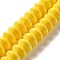 Glazed Porcelain Beads, Glossy Ceramic Beads, Flat Round, Yellow, 12x7mm, Hole: 1.6mm, about 45pcs/strand, 12.40''(31.5cm)
