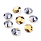 Pointed Back & Back Plated Glass Rhinestone Cabochons, Grade A, Faceted, Flat Round, Dorado, 10x5mm