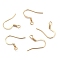 Brass Earring Hooks, Ear Wire, with Horizontal Loop, Cadmium Free & Lead Free, Real 24K Gold Plated, 16~18x16~18x1.5mm, Hole: 2mm, 20 Gauge, Pin: 0.8mm