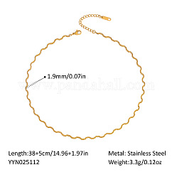 Stainless Steel Wavy Snake Chain Necklaces for Women, Real 18K Gold Plated, 14.96 inch(38cm)